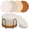 8 Pcs Drink Coasters with Holder, 4 Colors Absorbent Coasters for Drinks, Minimalist Cotton Woven Coaster Set for Home Decor Tabletop Protection Suitable for Kinds of Cups, 4.3 Inches.(NO.2)